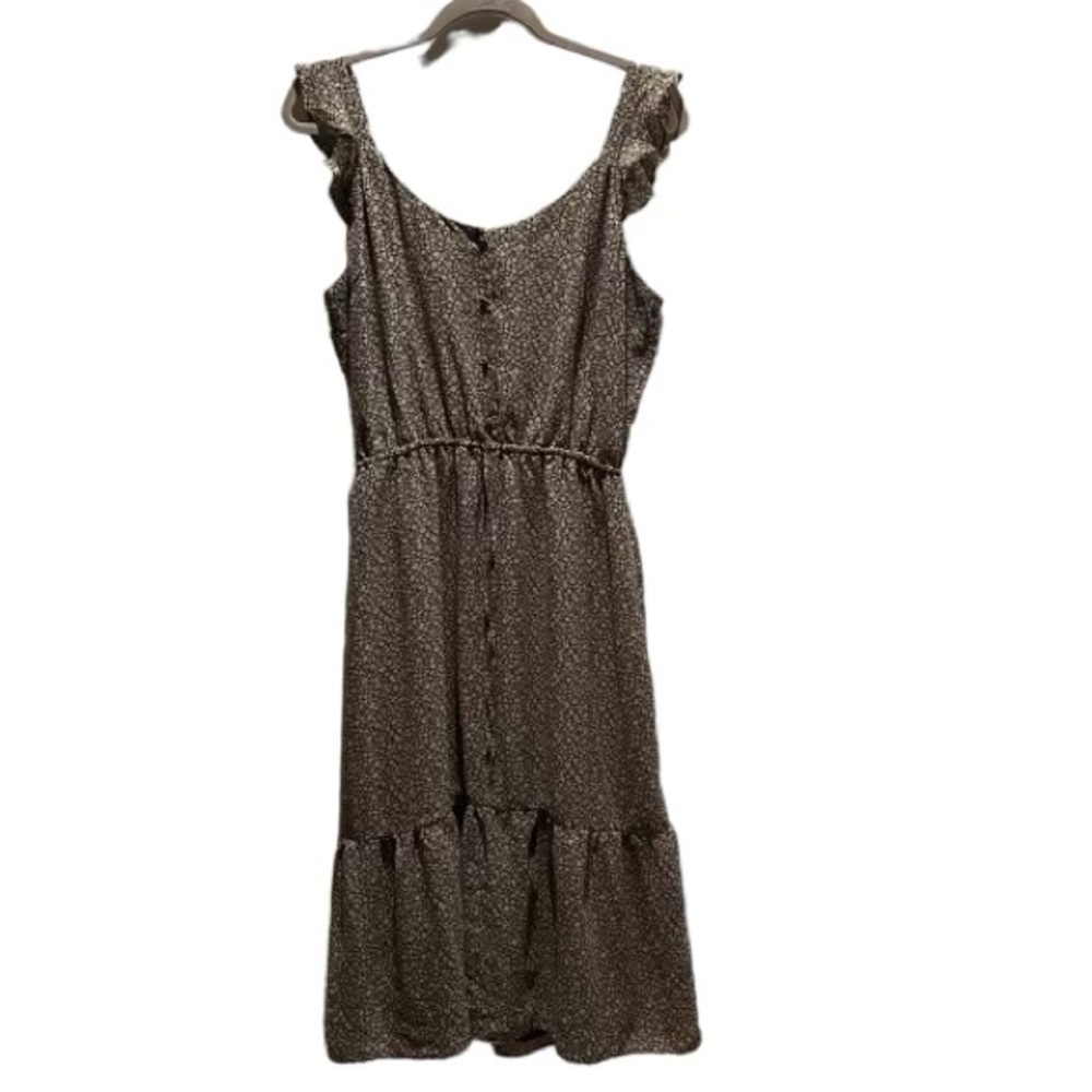 BB Dakota Dark Green Ruffle Strap Floral MIDI Dress Size L
